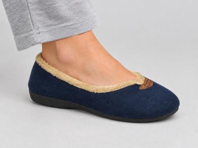 Chausson ballerine femme à pas cher tendance velours marine NOCTIS bodega