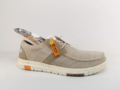 Chaussures homme sans lacets en toile beige confortable destockage DOCKERS 52AA002 pieds larges