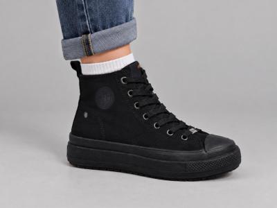 Basket noire montante femme tendance confortable destockage REFRESH 173074 