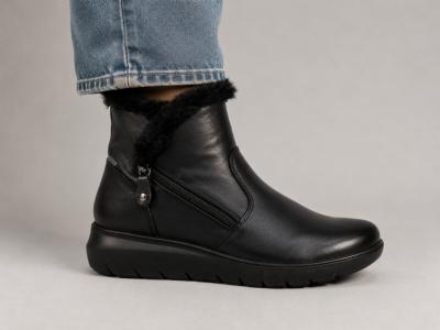 Bottines fourrées femme cuir noir waterproof confortables grand froid destockage IMAC 455870 856396