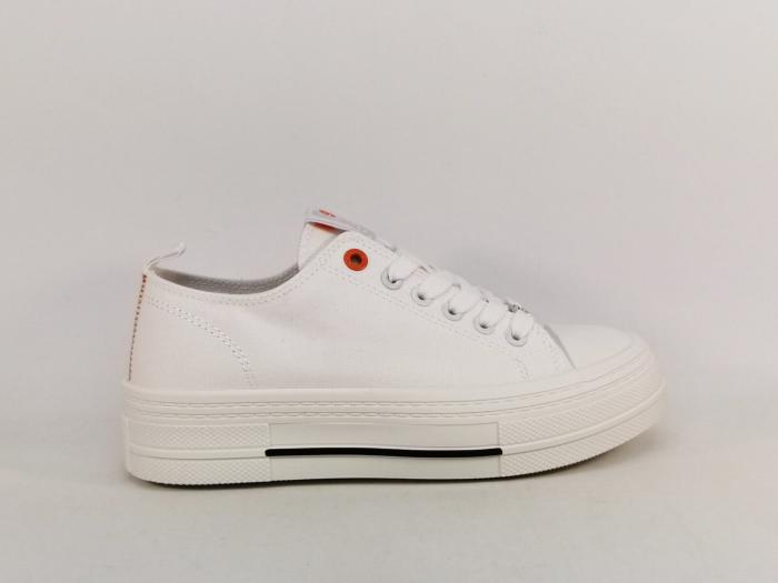 Basket femme toile blanche confortable tendance destockage REFRESH 172817 à pas cher