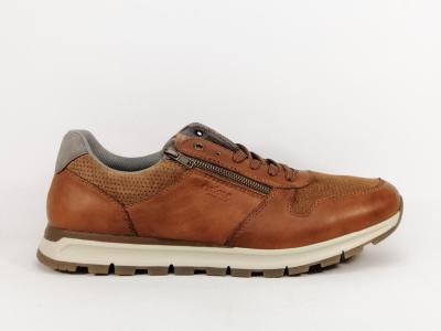 Basket homme grande taille pied large cuir camel confortable RIEKER B0505
