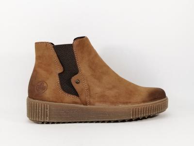 Bottillon camel fourré très confortable avec zip RIEKER Y6461 femme