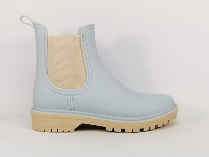 Bottines de pluie femme originales bleu ciel destockage MORAN'S xadette à pas cher