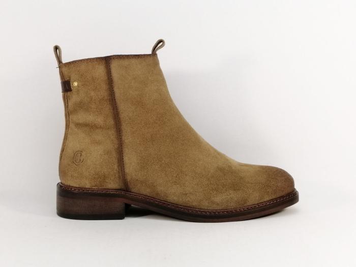 Bottines plates femme cuir nubuck taupe confortable et souple destockage CARMELA 160930 TAUPE