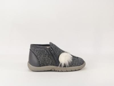 Chausson gris Koalazip en destockage LITTLE MARY pour enfant