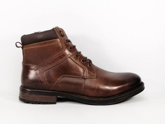 Chaussure chic montante homme cuir marron destockage MORAN'S tobila confortable zip lacets