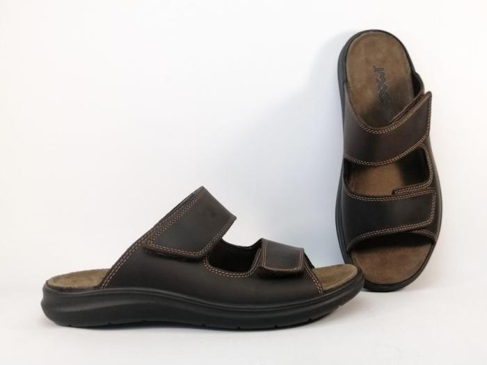 Mule homme cuir marron confortable à scratch destockage IMAC 753061 à pas cher