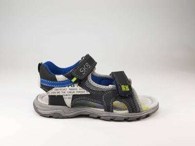 Nu-pied gris marine à scratch semelle cuir SK8 by BOPY Tchonfi pour garçons