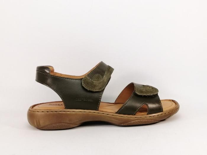 Sandale femme grande taille cuir vert à scratch destockage JOSEF SEIBEL debra