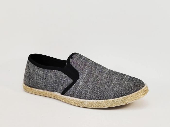 Basket espadrille homme pas cher toile grise légère souple sans lacets NORWAY B274533