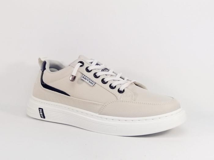 Basket homme toile beige tendance confort à élastique destockage NAVY SAIL nsm216192