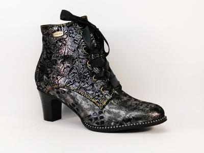 Bottine originale femme cuir noir LAURA VITA ELCODIEO 01A chic  talon