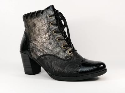 Bottine originale en simili cuir noir à talon RIEKER Y8938 pour femme