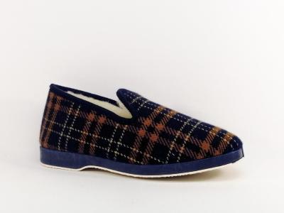 Chaussons chauds homme charentaise fourrée pure laine carreaux CHIC RELAX OUF moret
