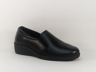 Mocassin compensé femme confortable cuir souple noir MORAN'S cabano pieds sensibles