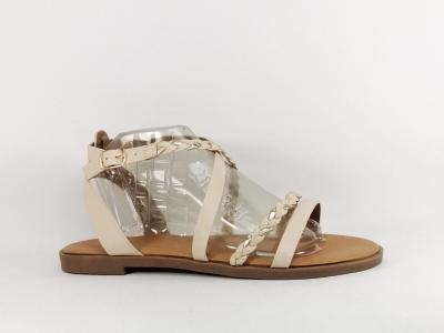 Sandale beige plate femme grande pointure tendance  pas cher CINK ME DMX001-1