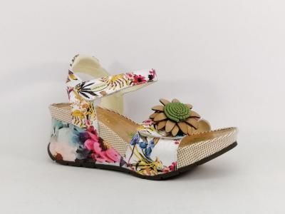 Sandale femme compense originale chic confortable cuir fleurs LAURA VITA barry 36