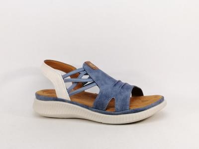 Sandale femme  lastiques confortable bleu jean semelle mmoire de forme ROMIKA 74R009200800