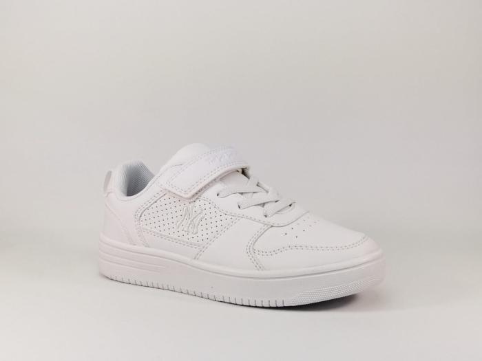 Sneakers tendance simili cuir blanc NY destockage à pas cher pour enfant
