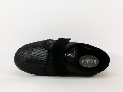 Chausson femme compensé noir à scratch pieds larges et sensibles ZEL'S 3820 à pas cher