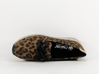 Mocassin leopard femme grand confort RIEKER 58944 semelle moelleuse