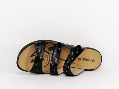 Mule grande pointure femme confortable cuir noir à velcro destockage JOSEF SEIBEL WESTLAND ibiza 66