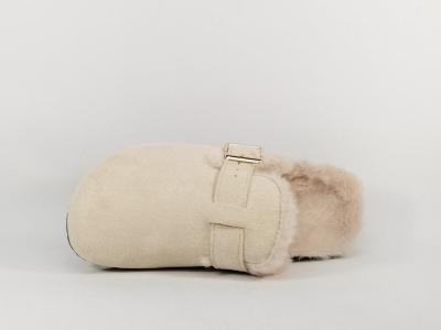 Sabot fourré femme beige chaud et tendance à pas cher CHIC SHOES R116