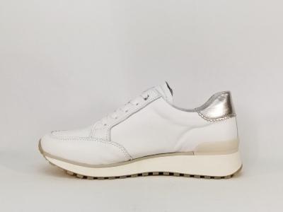 Basket grand confort femme pieds larges CAPRICE 23716 cuir souple blanc