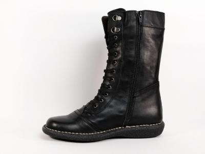 Botte en cuir noir à lacets BRAN’S 516 Fabriquée en Espagne pour femme