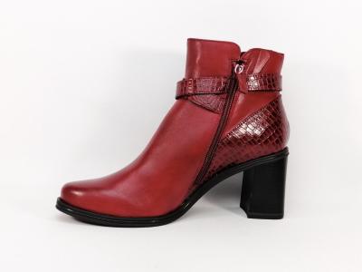 Bottine en cuir rouge TAMARIS 25395 à talon chic et confortable femme