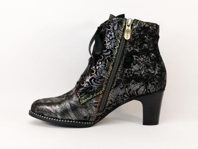 Bottine originale femme cuir noir LAURA VITA ELCODIEO 01A chic à talon