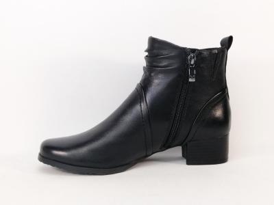 Bottines femme pieds larges cuir noir souple confortable CAPRICE 25358 à talon largeur H