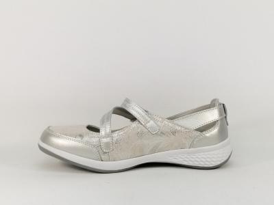 Chaussure été femme confortable babies cuir souple argent SWEET'R mapy