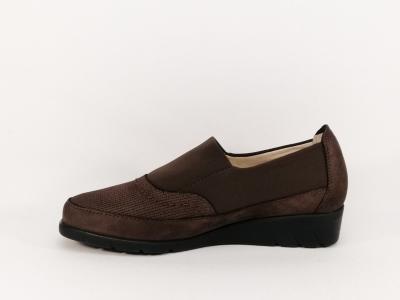 Mocassins pieds sensible femme cuir marron destockage LUXAT Emane