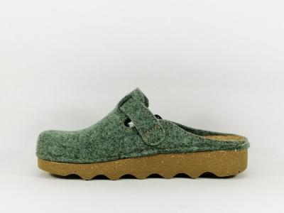 Sabot femme feutre recyclé vert CHIC & RELAX manolya confortable semelle cuir