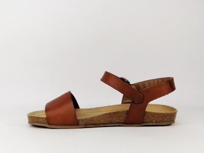 Sandale plate en cuir camel fabriquée en Espagne JORDANA 2136 femme