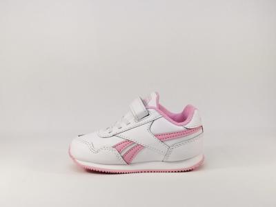 Basket blanche et rose fille bébé velcro REEBOK Royal Cljog 3