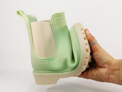 Bottines de pluie femme originales vert anis destockage MORAN'S xadette pas cher