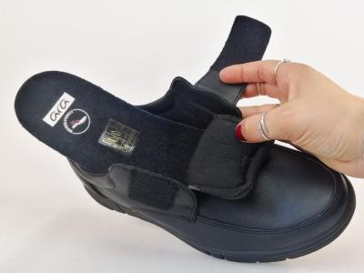 Chaussure homme pieds larges grand confort cuir noir à scratch destockage IMAC ARA 454125