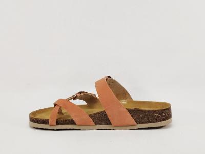 Claquette femme cuir corail semelle confortable mémoire de forme PLAKTON bombay afelpado