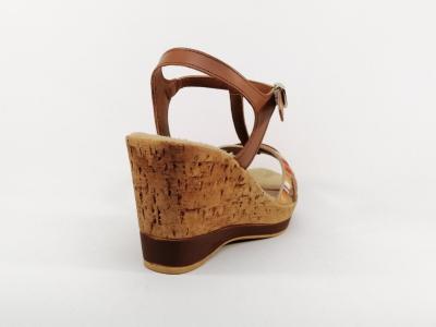 Sandale TAMARIS 28347 compensée cuir marron femme - Fabrication Italie