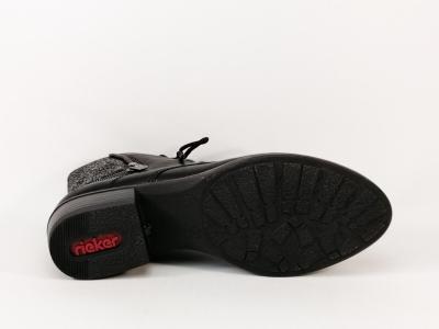 Bottine femme chic et originale noire à lacets RIEKER Y0800-00 confortable