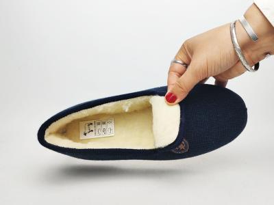 Chaussons chauds homme charentaise fourrée pure laine SOCA 0591 marine
