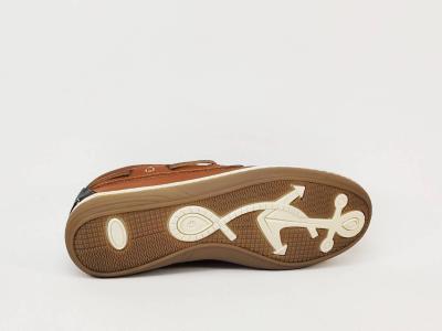 Chaussure bateau homme cuir souple camel pieds larges grand confort ORLAND 24053