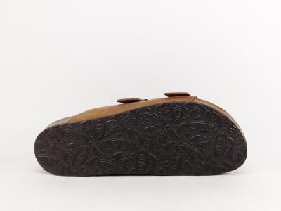 Mule homme confort cuir marron vieilli PLAKTON barna roble Fabrication Espagne