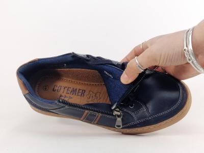 Basket homme cuir bleu marine confortable et souple destockage marque COTEMER troxy à pas cher
