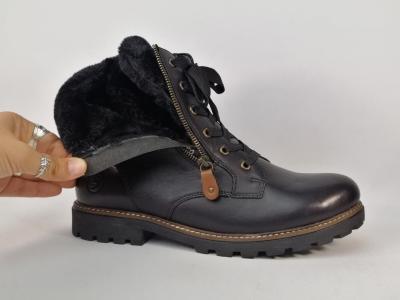 Boots fourrée grande pointure femme cuir noir destockage REMONTE D8463