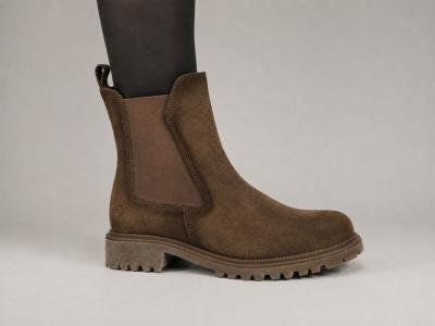 Bottine chelsea femme TAMARIS 25427 cuir nubuck marron chic confortable et tendance