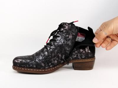 Bottine chic et originale à lacets RIEKER Y0830 petit talon confortable femme